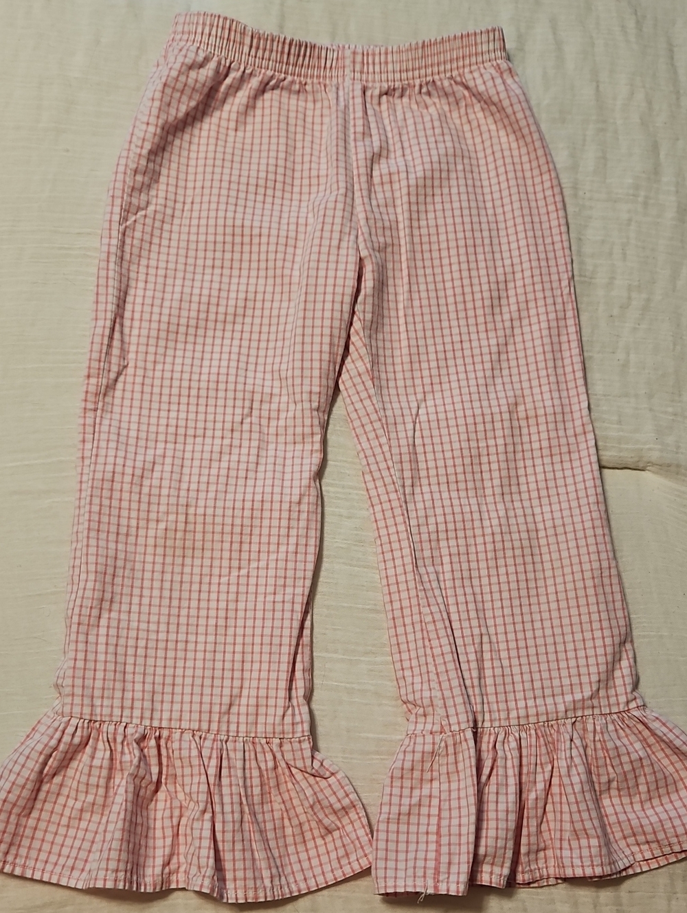 BB Blanks Boutique, Size 6 Pink Checked Ruffle Hem Pants
